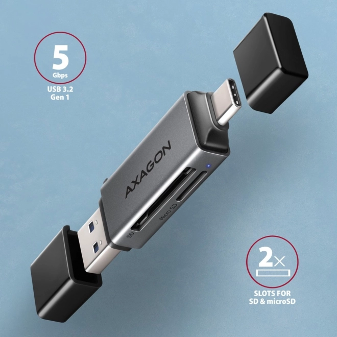 Zunanja čitalka kartic CRE-DAC USB3.2 Gen 1 Type-C + Type-A SD/microSD