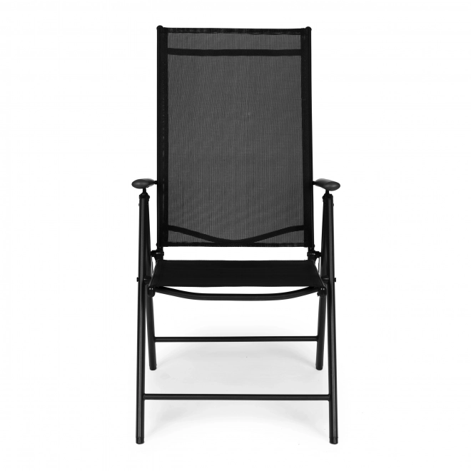 Set 2 zložljivih jeklenih vrtnih stolov z nastavljivim naslonjalom ModernHome - črna