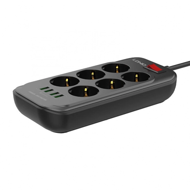 Napajalni trak s 6 vtičnicami, 4x USB, LDNIO SE6403, 2m (črna)