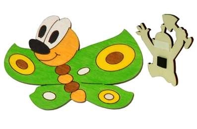 DoDo Lesena dekorativna magnetka metulj zelena