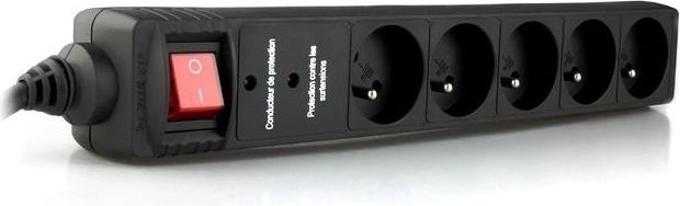 črni električni razdelilec 1,5 m s 5 vtičnicami