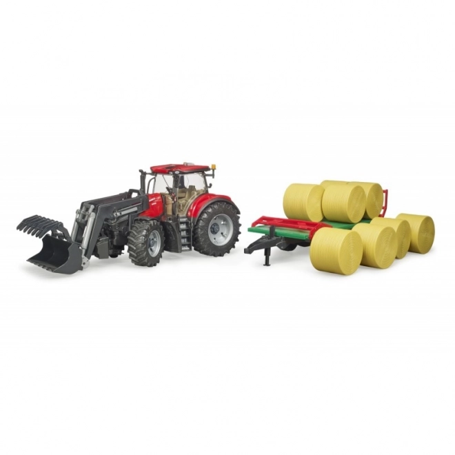 Bruder Traktor Case IH Optum 300 CVX s čelnim nakladalcem in prevoznikom za bale