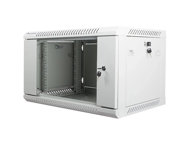 Stenska Omara 19'' 6U 600x450 mm Siva s Steklenimi Vrati