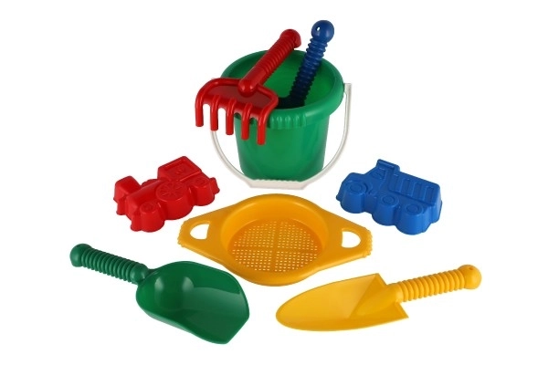 Vedro s cedilom lopatka trgovska lopatka grabljice plastika v mreži 20x28x12cm 12m+