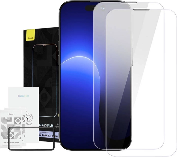 Baseus Crystal kaljeno steklo odporno proti prahu 0,3 mm za iPhone 14/13/13 Pro – Dvojno pakiranje