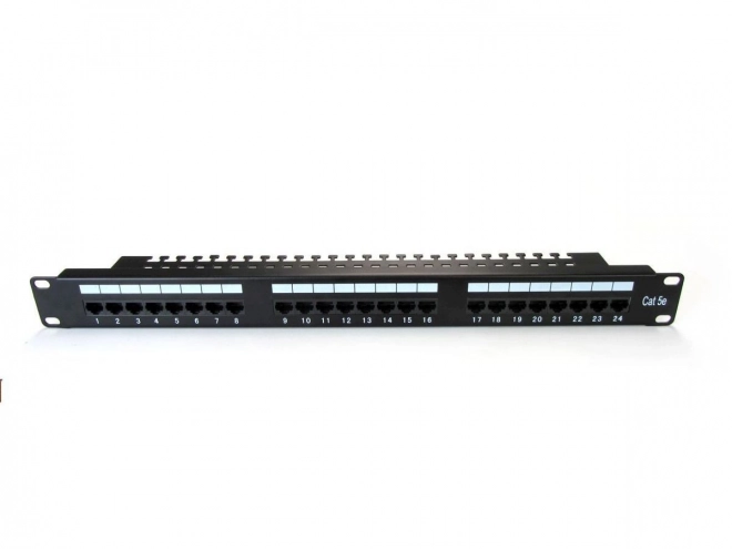 Patch panel 19" z 24 priključki, kat. 5e, črna barva