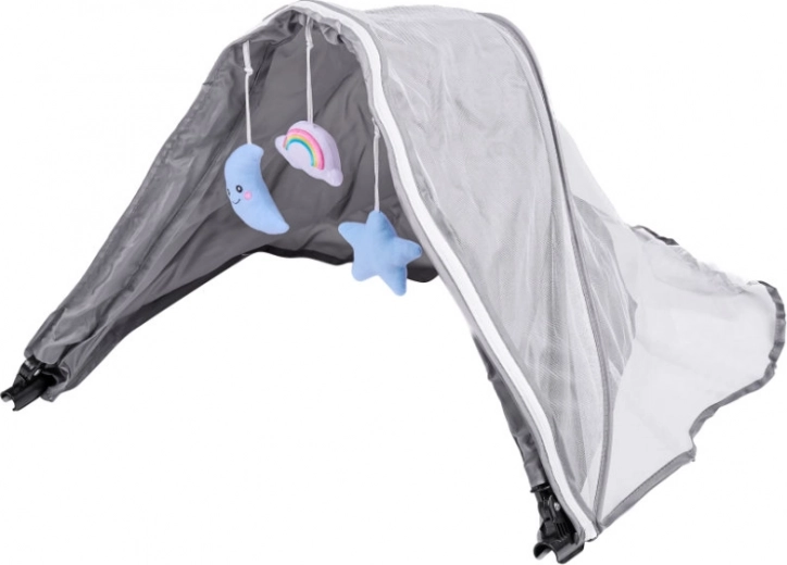 Strešica s komarnikom in visečimi igračkami