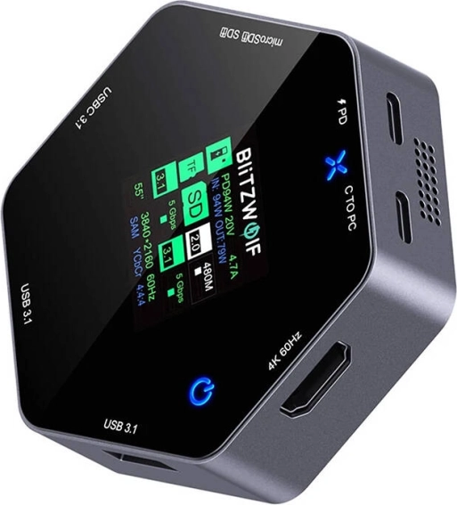 Blitzwolf 8v1 priklopna postaja BW-TH16 USB 100W z LCD-zaslonom