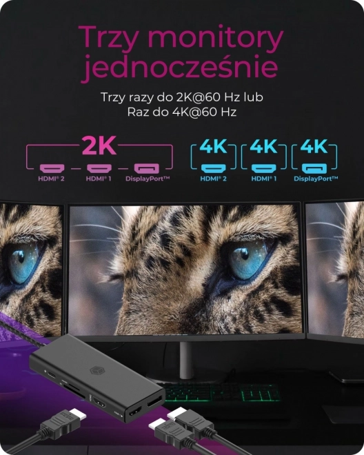 Namizna priklopna postaja 9v1 HDMI, DP, CR, Tip-C