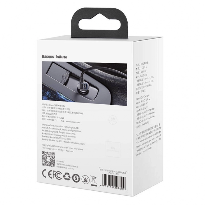 polnilec za avto Baseus Grain Pro 2x USB črna