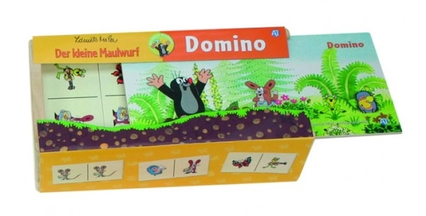 Domino Krtek lesena družabna igra 28 delov v leseni škatli 18x11x5cm