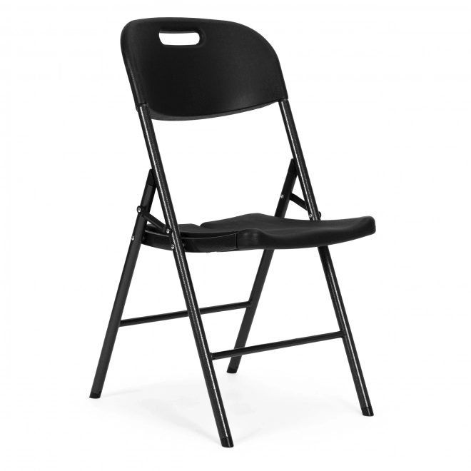 Set 2 zložljivih stolov ModernHome, kovinska konstrukcija, HDPE, črna