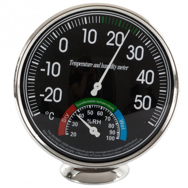 Sobni analogni higrometer in termometer črn