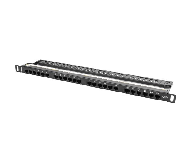 Patch panel 24 portov 0.5U kat. 6 črn