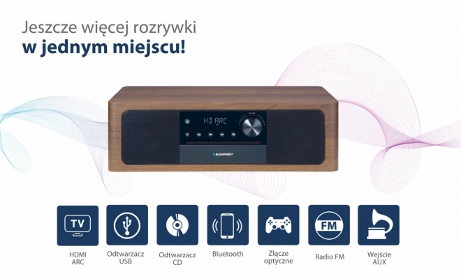 Mikrofon vse v enem Bluetooth, HDMI ARC, optični vhod CD/MP3/USB/AUX Ura/Budilka