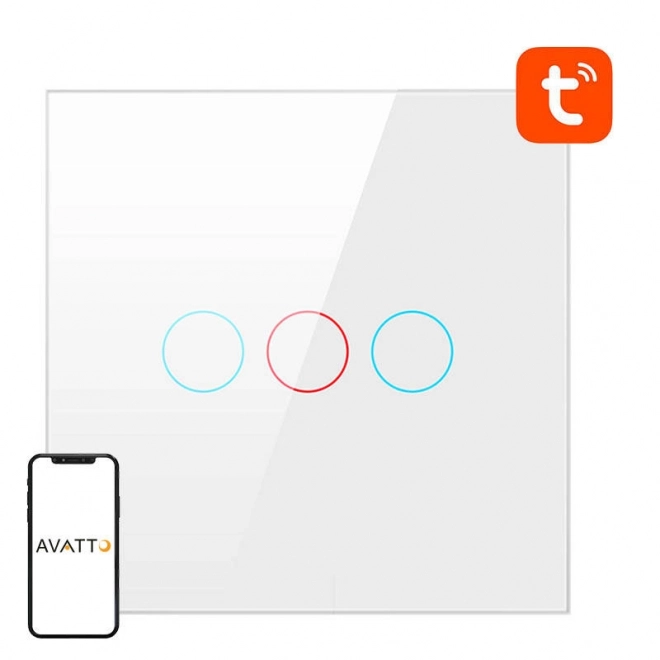 Pameten WiFi stikalo za luči Avatto 3-smerno belo