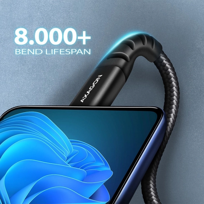 USB kabel Axagon USB-C na USB-A, 1m, črna