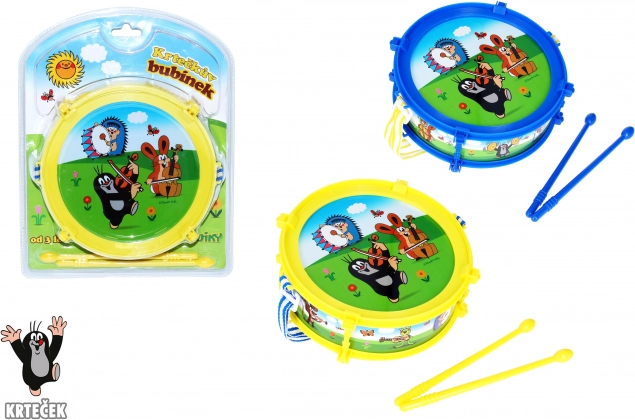 Krtek – plastični boben 20 cm z 2 paličicama