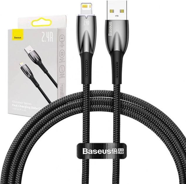 USB kabel za Lightning Baseus Glimmer 2,4 A 1 m črn