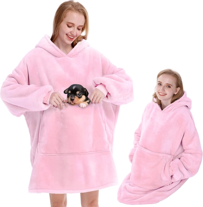 Grelná oversize pulover-deka iz flisa