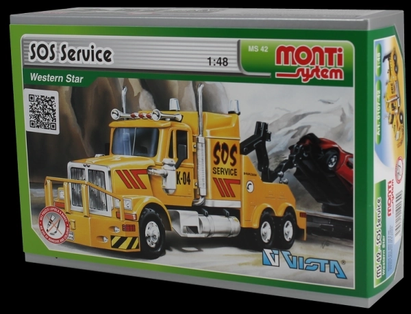 Zgradbni komplet Monti Sistem MS 42 SOS Servis Western Star 1:48 v škatli 22x15x6cm