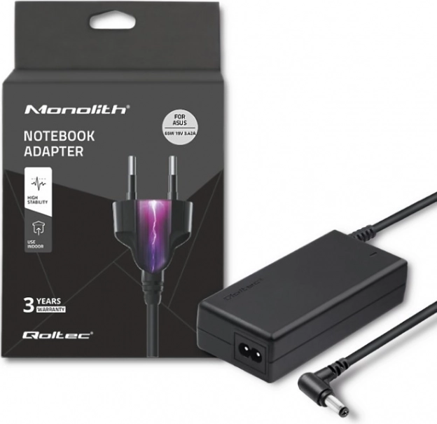 Napajalni adapter QOLTEC za ASUS 65 W, 19 V, 3,42 A, 5,5 × 2,5 mm