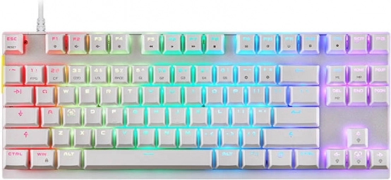 mehanska igralska tipkovnica Motospeed K82 RGB brez numeričnega bloka – bela