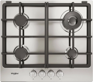 Plinska kuhalna plošča Whirlpool 60 cm s 4 gorilniki in litoželeznimi rešetkami