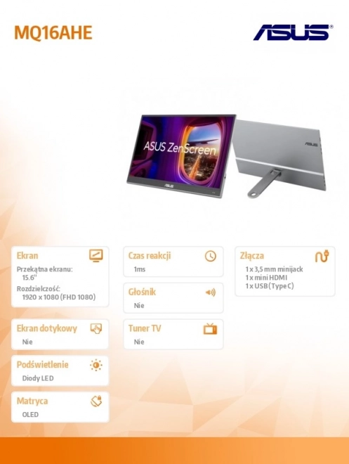 OLED Monitor USB-C 16 palcev