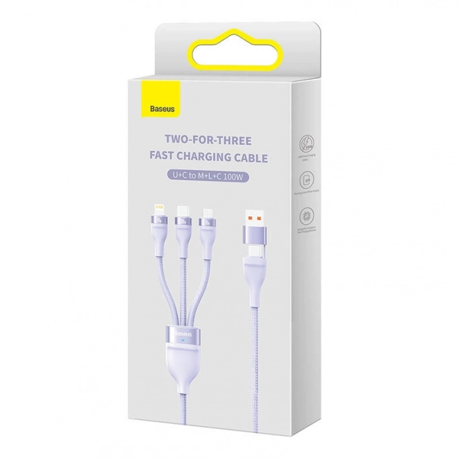 Kabel Baseus Flash Series 2v1 USB-C + mikro USB + Lightning 100 W