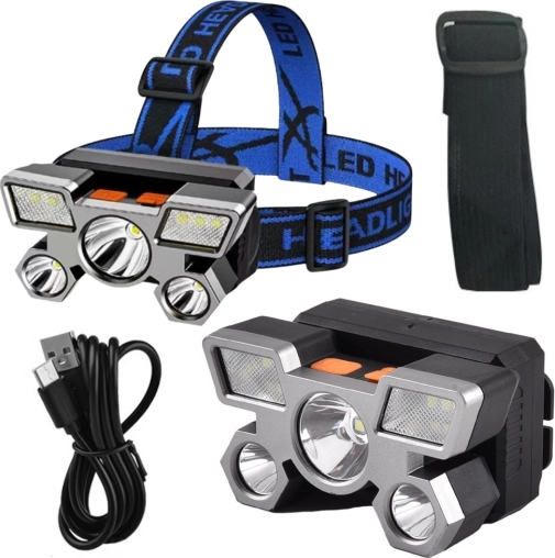 Naglavna svetilka LED 800 lm, 4 načini, USB polnjenje, vodoodporna IPX45