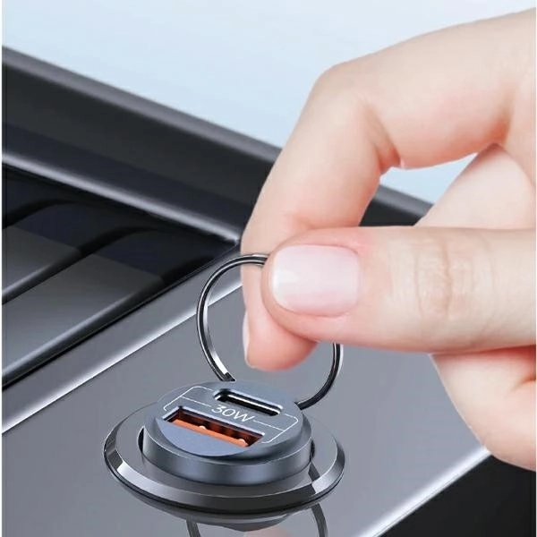 Avtopolnilec 30W 1xUSB+1xUSB-C Hitro polnjenje