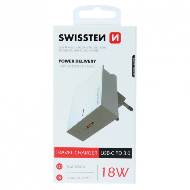 Polnilec Swissten iPhone 3.0 18W Power Delivery - bela