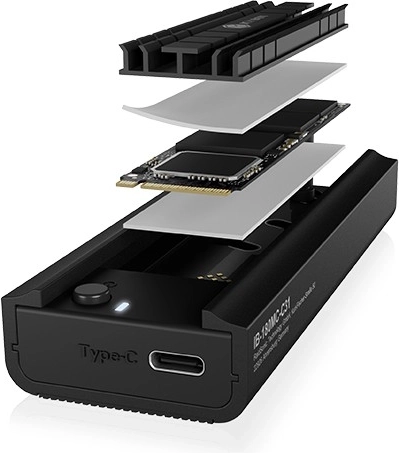 Polnilna/dok postaja ICY BOX IB-180MC-C31 za SSD M.2 NVMe in SATA, USB 3.2 Gen 2 Type‑C, aluminij
