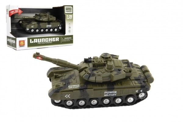Plastični tank 20cm z vztrajnikom na baterije z lučko in zvokom v škatli 24x16x11cm
