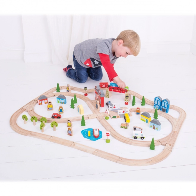 Bigjigs Rail Leseni vlak središče mesto in vas 101 delov