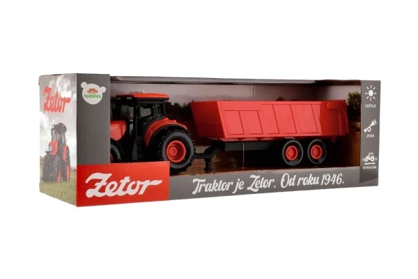 Rdeč traktor Zetor s prikolico z zvočnimi in svetlobnimi učinki - 36 cm
