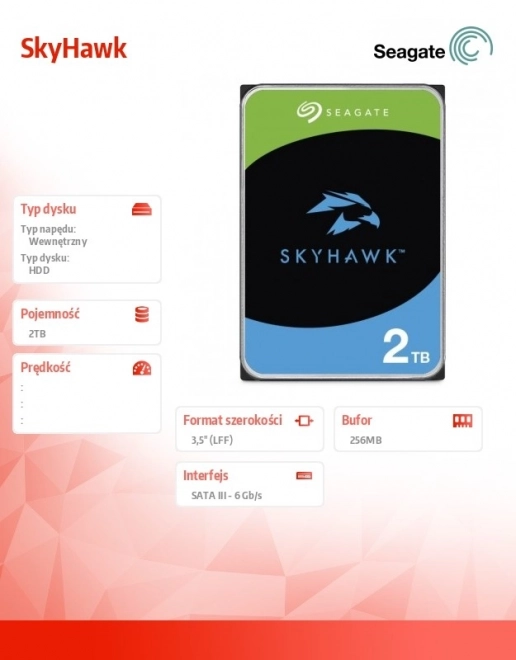 Trdi disk Seagate SkyHawk 2TB za nadzorni sisteme