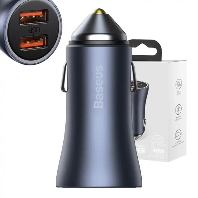 Polnilnik za avto Baseus 40W z dvema USB vrati
