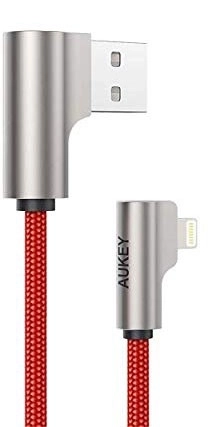 Rdeč nylon kabel USB - Lightning 2m z 90-stopinjskim kotom