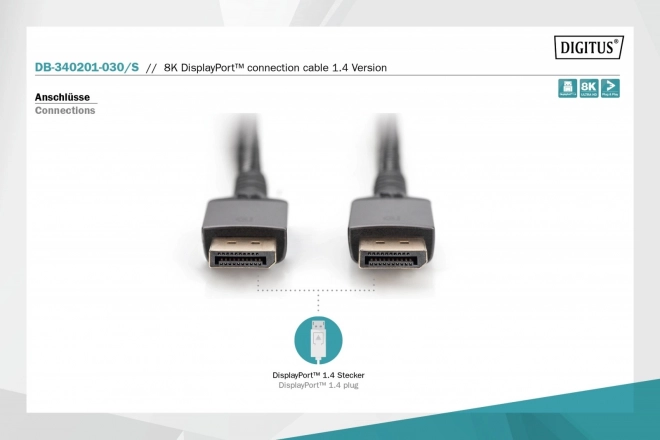 Premium DisplayPort 8K 60Hz UHD kabel 3m črn