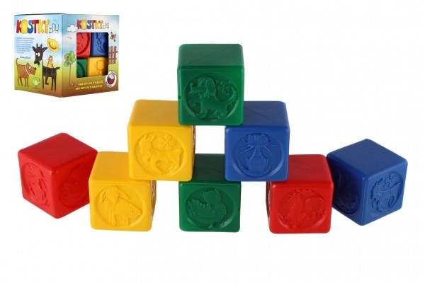 Barvne plastične kocke za otroke z živalmi, set 8 kos