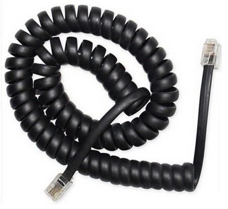 Spiralna telefonska kabel RJ10/4P4C 2m črna