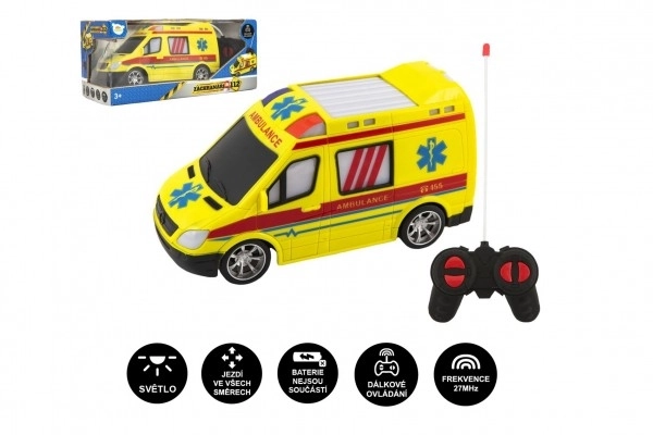 Avto RC reševalno vozilo plast 20cm na daljinsko upravljanje 27MHz na baterije s svetlobo v škatli 28x13x11cm