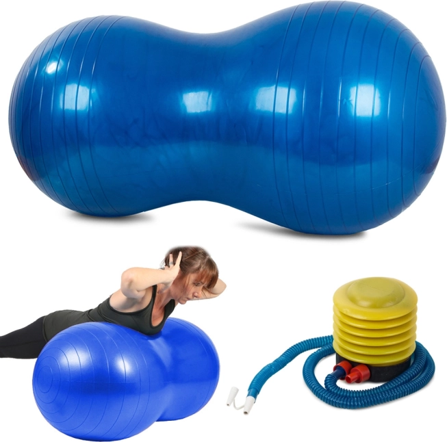 Dvojna rehabilitacijska gimnastična žoga s pumpico 40 cm – Modra