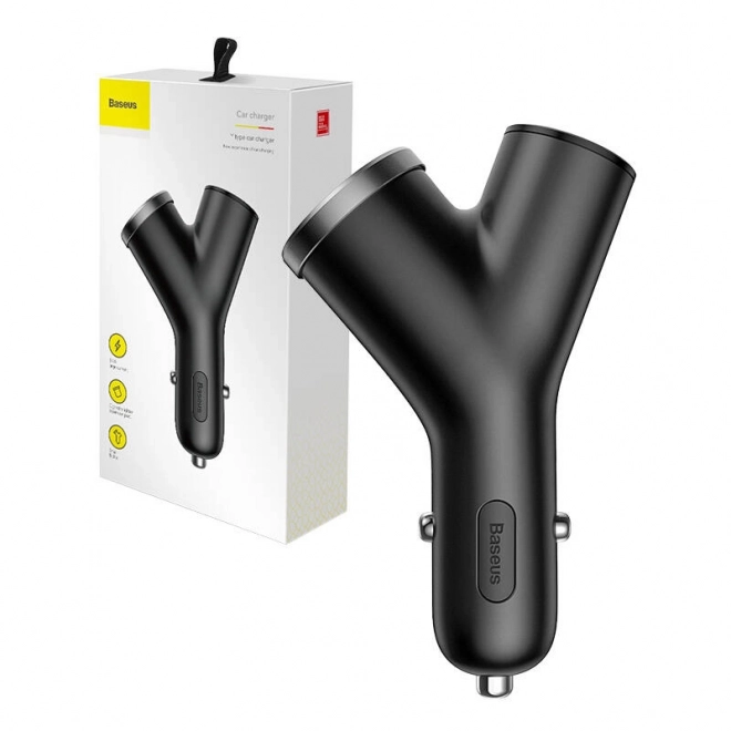 Avtopolnilec Baseus tipa Y 2xUSB 3,4A 40W (črna)