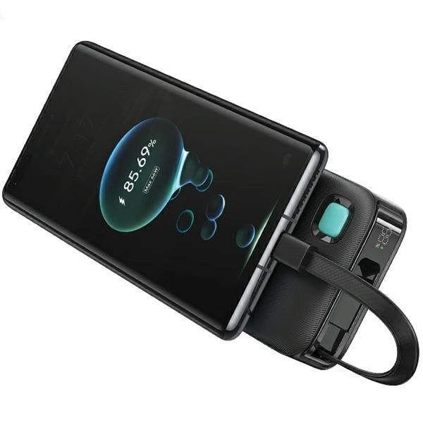 Powerbank s kapaciteto 10000mAh in hitrim polnjenjem 20W z vgrajenim USB-C kablom
