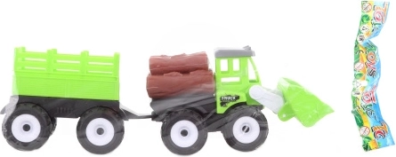 Plastični traktor z nakladačem in prikolico za otroke