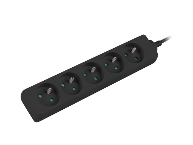 Podaljševalni kabel 1,5m, črna, 5 vtičnic