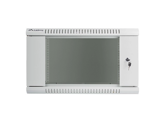 Stenska Omara 19'' 6U 600x450 mm Siva s Steklenimi Vrati